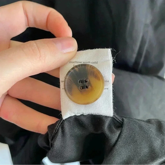 OAK + FORT Black Trench Coat Button Down Jacket Oversized Cotton Blend - Picture 8 of 8